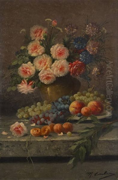 Composition Aux Roses Et Raisins Oil Painting by Max Carlier