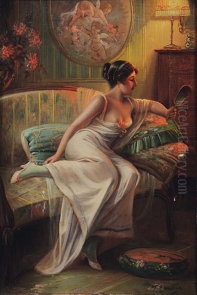 Elegante Au Miroir Oil Painting by Max Carlier