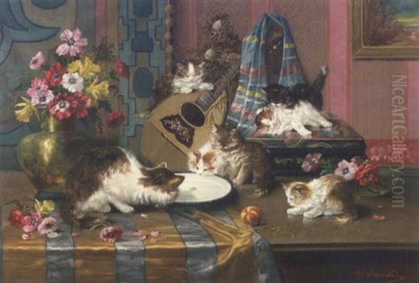 Jeux De Chatons Oil Painting by Max Carlier