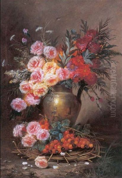 Nature Morte Aux Fleurs Et Fruit Oil Painting by Max Carlier