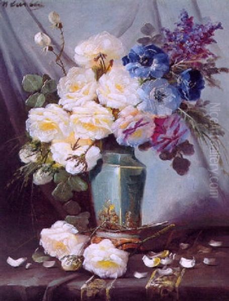 Bloemstilleven Met Rozen Oil Painting by Max Carlier