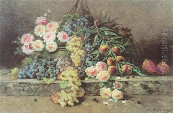 Stilleven Met Bloemen En Vruchten Oil Painting by Max Carlier