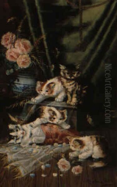 Jeux De Chatons Oil Painting by Max Carlier