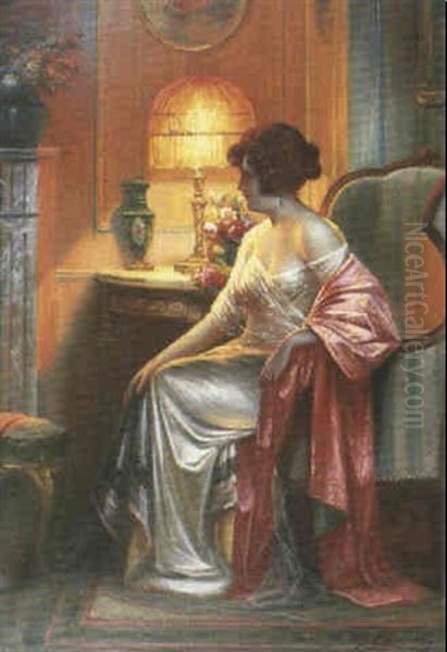 Jeune Femme Dans Un Interieur Oil Painting by Max Carlier