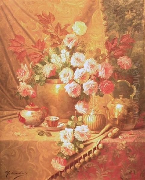 Cascading Roses Oil Painting by Modeste (Max) Carlier