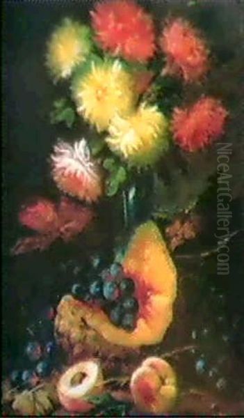 Blommor I Vas Samt Frukter Oil Painting by Modeste (Max) Carlier