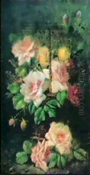 Blommor I Korg Oil Painting by Modeste (Max) Carlier