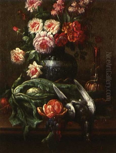 Nature Morte Aux Fleurs Et A L'orange Oil Painting by Modeste (Max) Carlier