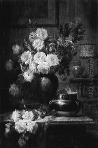 Still Life With Flowers Oil Painting by Modeste (Max) Carlier