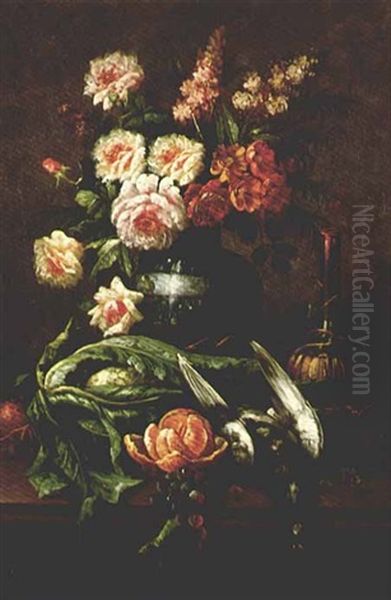 Nature Morte Aux Fleurs Et A L'orange Oil Painting by Modeste (Max) Carlier