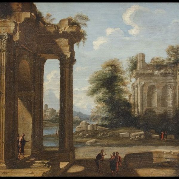 Capriccio Architettonico Oil Painting by Alberto Carlieri