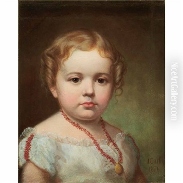 Portrait Of A Young Girl With A Coral Necklace Oil Painting by John Carlin