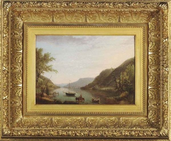 View Of Ostego Lake From Cooperstown Oil Painting by John Carlin