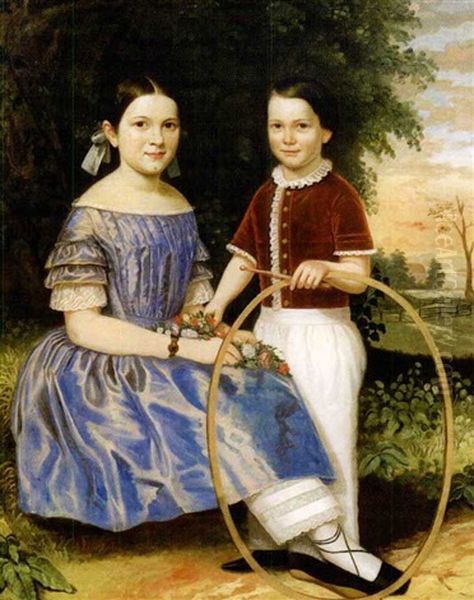 Portrait Of Ellen F. Clark And Her Brother George Lemuel Clark Oil Painting by John Carlin