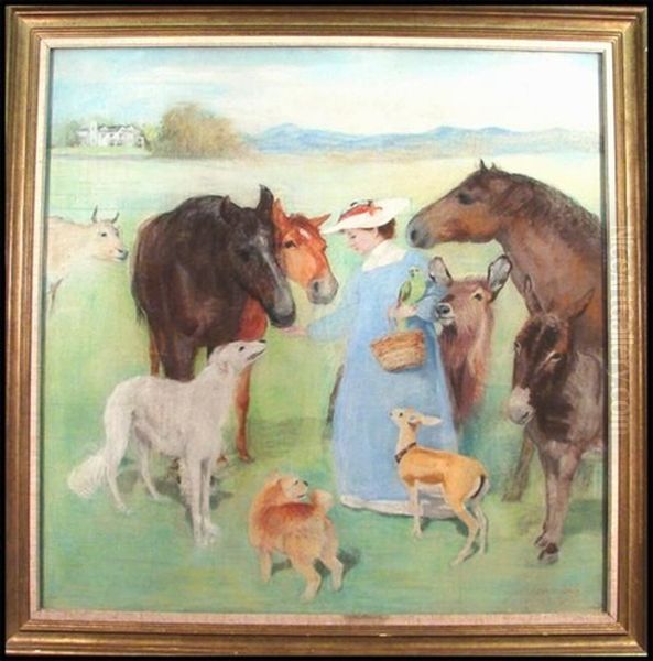 Feeding The Animals Oil Painting by Mary-Helen Carlisle