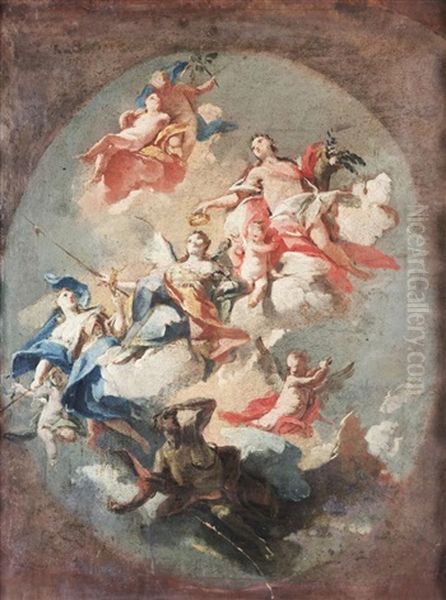 Allegorical Scene Oil Painting by Carlo Innocenzo Carlone