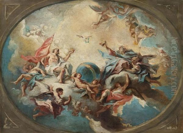 The Holy Trinity. Sketch For A Ceiling Painting In Asti Oil Painting by Carlo Innocenzo Carlone