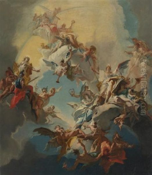 The Triumph Of Reason: A Bozzetto For A Ceiling Oil Painting by Carlo Innocenzo Carlone