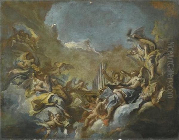 Apotheose Der Heiligen Cacilia Mit Engelskonzert (design For A Ceiling Fresco In The Cathedral Of Asti) Oil Painting by Carlo Innocenzo Carlone