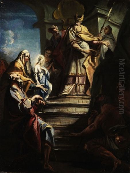 Tempelgang Mariens Oil Painting by Carlo Innocenzo Carlone