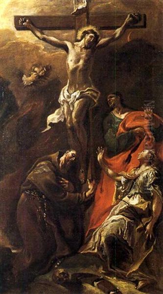 Crocefissione Tra I Santi Francesco, Giovanni E Caterina Oil Painting by Carlo Innocenzo Carlone