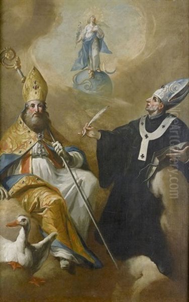 Die Heiligen Geminianus Von Modena Und Andrea Corsini Oil Painting by Carlo Innocenzo Carlone