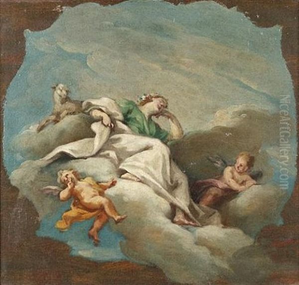 A Bozetto For A Ceiling Design Oil Painting by Carlo Innocenzo Carlone