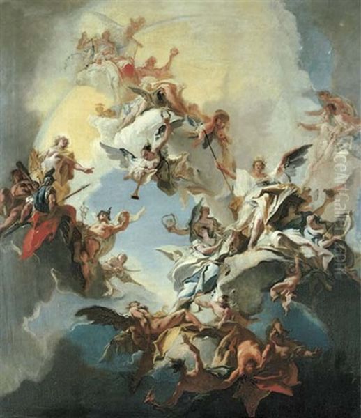 The Triumph Of Reason (bozzetto For A Ceiling) Oil Painting by Carlo Innocenzo Carlone