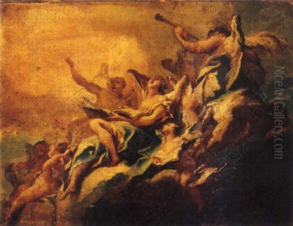 A Choir Of Angels, A Modello For A Ceiling Design Oil Painting by Carlo Innocenzo Carlone