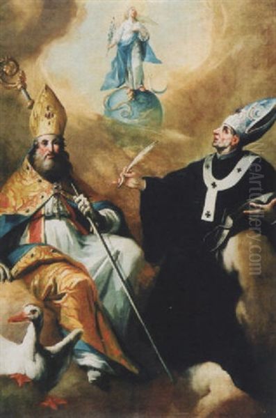 Die Heiligen Geminianus Von Modena Und Andreas Corsini Oil Painting by Carlo Innocenzo Carlone