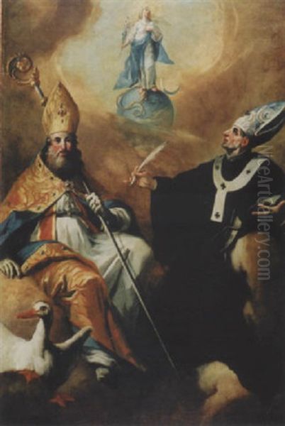 Die Heiligen Geminianus Von Modena Und Andreas Corsini Oil Painting by Carlo Innocenzo Carlone