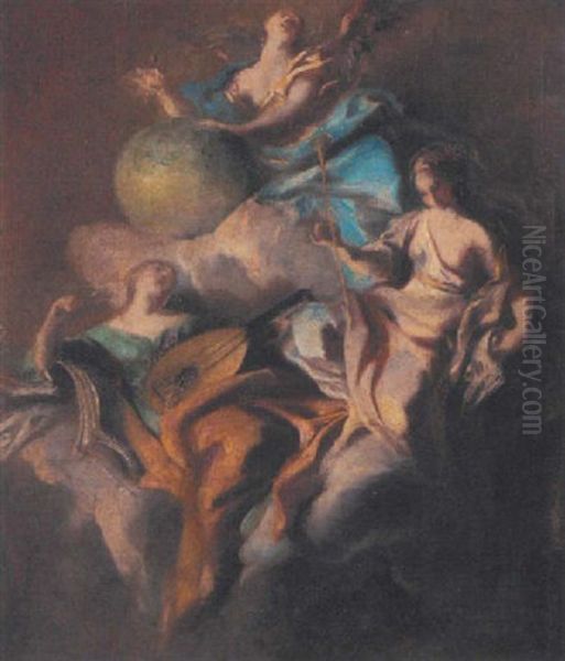 Personifications Of Music, Astronomy And Rhetoric Oil Painting by Carlo Innocenzo Carlone