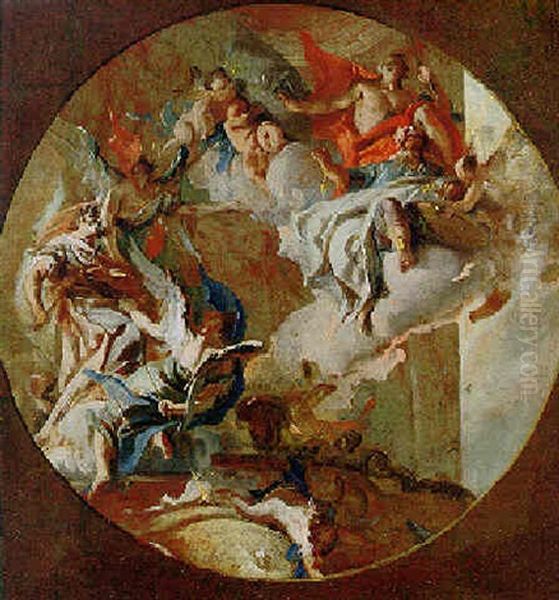 Allegorical Figures Of Kingship And War Oil Painting by Carlo Innocenzo Carlone