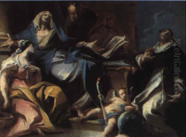 La Vergine E Tre Santi In Preghiera Oil Painting by Carlo Innocenzo Carlone