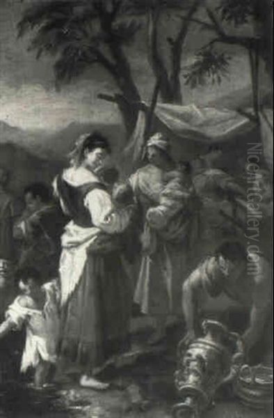 Peasants At A Stream Oil Painting by Carlo Innocenzo Carlone