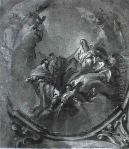 La Vierge Et L'enfant En Gloire Avec Saint Florian Oil Painting by Carlo Innocenzo Carlone