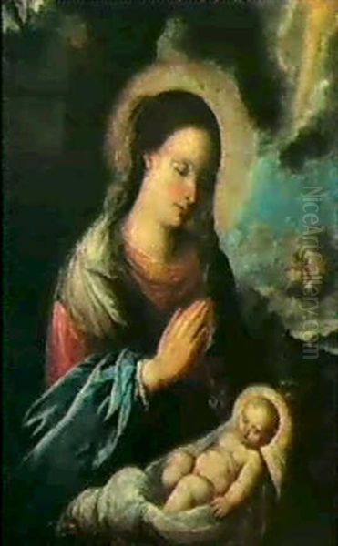 Madonna Col Bambino Oil Painting by Giovanni Battista Carlone