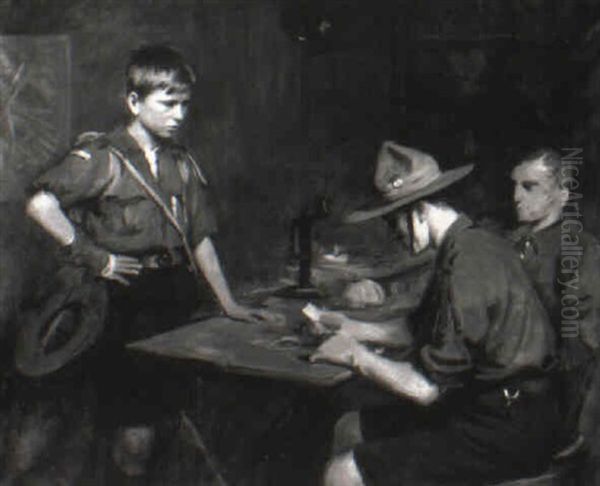 Boy Scout And His Leader Oil Painting by Ernest Stafford Carlos