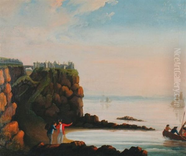 Dunluce Castle, Co. Antrim, With Figures In The Foreground Oil Painting by Caroline Carlow (Lady)