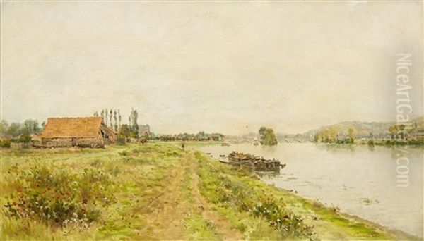 Landscape With The Seine Near Vernon Oil Painting by Mario Cornilleau Raoul Carl-Rosa