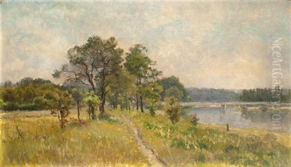 Bords D'etang Oil Painting by Mario Cornilleau Raoul Carl-Rosa