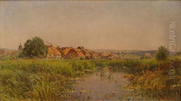 Le Village De Rebeurville Oil Painting by Mario Cornilleau Raoul Carl-Rosa