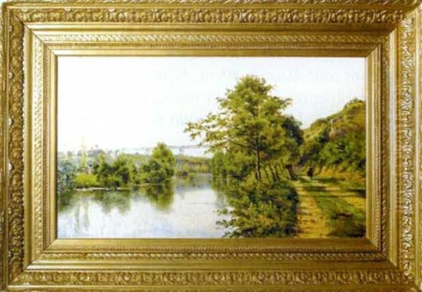 Le Pont De Chemin De Fer Sur La Riviere Oil Painting by Mario Cornilleau Raoul Carl-Rosa