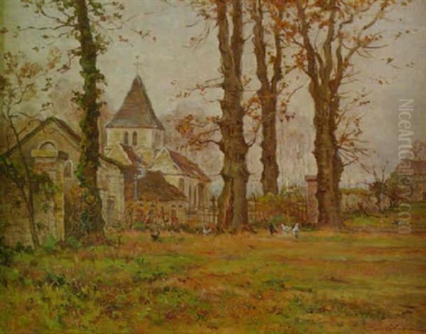 L'eglise Du Village Oil Painting by Mario Cornilleau Raoul Carl-Rosa