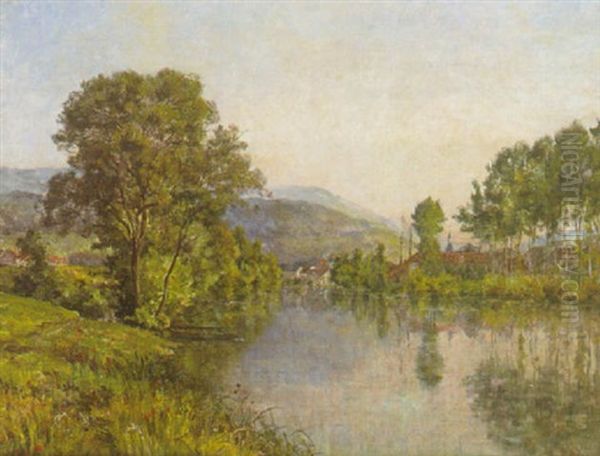 Le Doubs Devant Pont De Roide Oil Painting by Mario Cornilleau Raoul Carl-Rosa