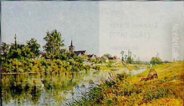 Village En Bord De Riviere Oil Painting by Mario Cornilleau Raoul Carl-Rosa