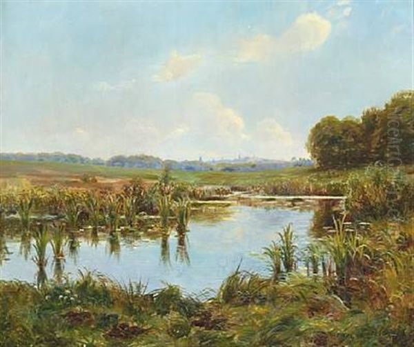 Scene From The Bog Near Skodsborg Oil Painting by Carl Carlsen