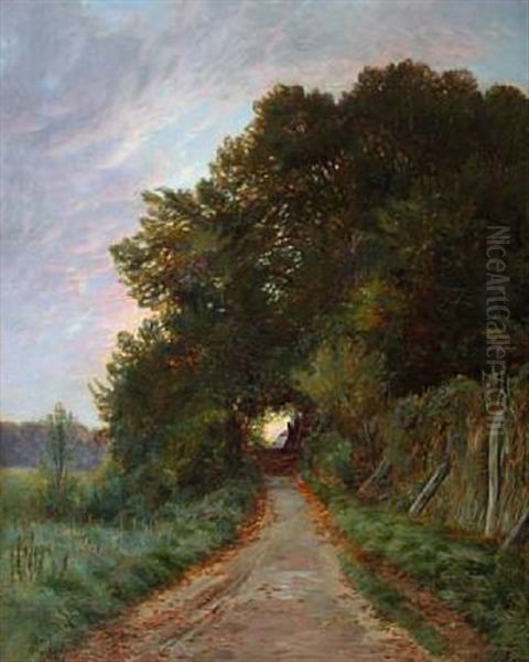 Minor Road In Evening Atmosphere Oil Painting by Carl Carlsen