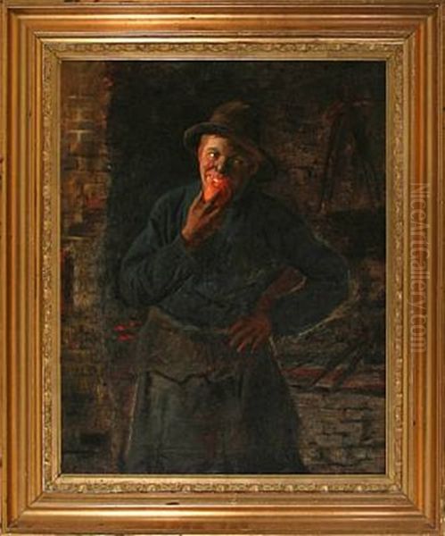 A Smith' Apprentice Eating An Apple by Carl Carlsen