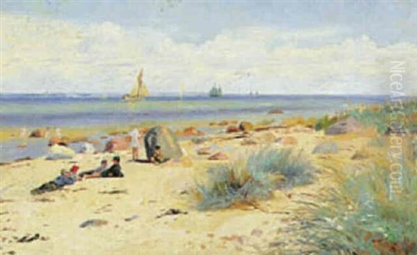 Legende Born Pa Stranden Oil Painting by Carl Carlsen